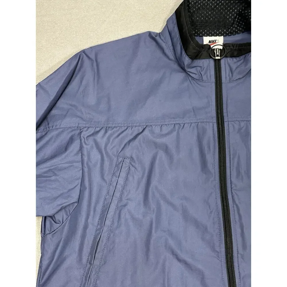 Vintage Nike Men’s Blue Black Full Zip Windbreaker Jacket Mesh Lined M